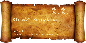 Klcsó Krisztina névjegykártya